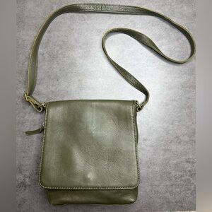 R.P.S. Rock Paper Scissors Leather Crossbody Bag – Olive Green